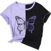 imageSOLY HUX Girls Color Block Butterfly Print Tee Short Sleeve Summer T Shirt TopsPurple and Black