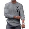 imageSOLY HUX Mens T Shirts Playing Card Graphic Print Long Sleeve Round Neck Tee TopsGrey Letter