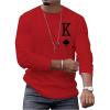 imageSOLY HUX Mens T Shirts Playing Card Graphic Print Long Sleeve Round Neck Tee TopsRed Letter