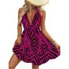 imageSOLY HUX Womens Allover Print Summer Dress Halter Deep V Neck Ruffle Hem Short DressesHotpink Chevron