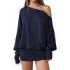 imageSOLY HUX Womens Long Sleeve Off The Shoulder Dress Y2k Mini Dress Streetwear Music Festival OutfitsDark Blue