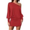imageSOLY HUX Womens Long Sleeve Off The Shoulder Dress Y2k Mini Dress Streetwear Music Festival OutfitsSolid Burgundy