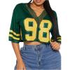 imageSOLY HUX Womens Number Graphic Tees Lace V Neck Half Sleeve Crop Tops Jersey Shirt Y2k StreetwearGreen Number