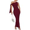 imageSOLY HUX Womens Off The Shoudler Bodycon Maxi Dress Asymmetrical Neck Bow Tie Cocktail Party Long DressesSolid Burgundy