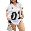imageSOLY HUX Womens Plus Size Jersey Lace Up V Neck Short Sleeve T Shirts Number Graphic Tee Tops StreetwearWhite Graphic