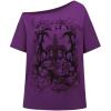 imageSOLY HUX Womens Plus Size Off The Shoulder Tops Graphic Tees Y2K Clothes Casual Short Sleeve Oversized T ShirtsPurple Graphic
