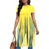 imageSOLY HUX Womens Short Sleeve Fringe Tops Crew Neck Slim Fit Tee Going Out Summer T ShirtPlain Yellow