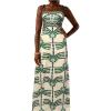 imageSOLY HUX Womens Summer Maxi Dress Boho Print Tie Shoulder Spaghetti Strap Cut Out Tie Back Cami Dresses SundressGreen Print