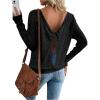 imageSOLY HUX Womens Twist Open Back Tops Cut Out Tee Backless Casual Long Sleeve Round Neck T ShirtSolid Black