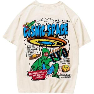 imageSOLY HUX Mens Graphic Tees Y2K Alien T Shirts Vintage Shirts 90s Oversized Streetwear TopsKhaki