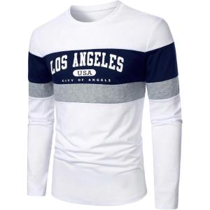 imageSOLY HUX Mens T Shirts Letter Print Long Sleeve Round Neck Tee TopsWhite Letter