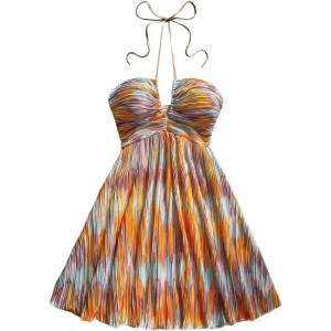 imageSOLY HUX Womens Tie Dye Cami Dress Halter Backless Sleeveless A Line Short Summer Dresses SundressMulticoloured