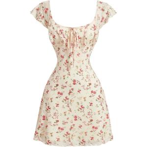 imageSOLY HUX Womens Vintage Floral Dress Summer Cap Sleeve Mini Dresses Going Out Beach Short DressApricot Floral