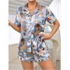 imageSOLY HUX Cute Satin Pajama Sets for Women Preppy Summer Pajamas for Teen Girls 2 Piece Silk Pjs Shorts Lounge SetBlue Dog