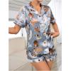 imageSOLY HUX Cute Satin Pajama Sets for Women Preppy Summer Pajamas for Teen Girls 2 Piece Silk Pjs Shorts Lounge SetBlue Dog