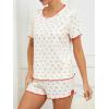 imageSOLY HUX Pajama Set for Women 2 Piece Lounge Sets Cute Print Short Sleeve Tee and Shorts Soft Pj SleepwearBeige Cherry