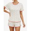 imageSOLY HUX Pajama Set for Women 2 Piece Lounge Sets Cute Print Short Sleeve Tee and Shorts Soft Pj SleepwearBeige Cherry