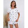 imageSOLY HUX Pajama Set for Women Cute Print Short Sleeve Tee and Shorts Lounge SleepwearBlue and White Floral Print