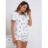 imageSOLY HUX Pajama Set for Women Cute Print Short Sleeve Tee and Shorts Lounge SleepwearBlue and White Floral Print