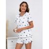imageSOLY HUX Pajama Set for Women Cute Print Short Sleeve Tee and Shorts Lounge SleepwearBlue and White Floral Print