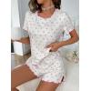 imageSOLY HUX Pajama Set for Women Cute Print Short Sleeve Tee and Shorts Lounge SleepwearRose Pink Cherry