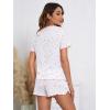 imageSOLY HUX Pajama Set for Women Cute Print Short Sleeve Tee and Shorts Lounge SleepwearWhite Floral