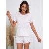 imageSOLY HUX Pajama Set for Women Cute Print Short Sleeve Tee and Shorts Lounge SleepwearWhite Floral