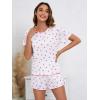 imageSOLY HUX Pajama Set for Women Cute Print Short Sleeve Tee and Shorts Lounge SleepwearWhite Printed