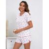 imageSOLY HUX Pajama Set for Women Cute Print Short Sleeve Tee and Shorts Lounge SleepwearWhite Printed