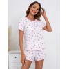 imageSOLY HUX Pajama Set for Women Cute Print Short Sleeve Tee and Shorts Lounge SleepwearWhite Printed