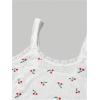 imageSOLY HUX Pajama Sets for Women 2 Piece Lace Trim Cherry Print Sleepwear Cami Top and Shorts LoungewearWhite Cherry