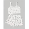 imageSOLY HUX Pajama Sets for Women 2 Piece Lace Trim Cherry Print Sleepwear Cami Top and Shorts LoungewearWhite Cherry