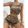 imageSOLY HUX Pajama Sets for Women 2 Piece Leopard Print Satin Sleepwear Cami Top and Shorts LoungewearYellow Leopard