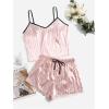 imageSOLY HUX Womens 2 Piece Satin Pajama Sets Cute Striped V Neck Crop Top and Drawstring Shorts SleepwearLight Pink Striped