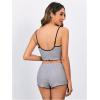 imageSOLY HUX Womens 3 Sets Pajamas Lounge Sets Cute Bow Front Crop Cami Tops and Shorts PJs SleepwearBlack Grey Blue