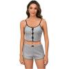 imageSOLY HUX Womens 3 Sets Pajamas Lounge Sets Cute Bow Front Crop Cami Tops and Shorts PJs SleepwearBlack Grey Blue