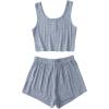 imageSOLY HUX Womens Button Front Ribbed Knit Tank Top and Shorts Pajama Set Sleepwear Lounge SetsBlue