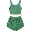 imageSOLY HUX Womens Button Front Ribbed Knit Tank Top and Shorts Pajama Set Sleepwear Lounge SetsGreen