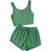 imageSOLY HUX Womens Button Front Ribbed Knit Tank Top and Shorts Pajama Set Sleepwear Lounge SetsGreen