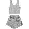 imageSOLY HUX Womens Button Front Ribbed Knit Tank Top and Shorts Pajama Set Sleepwear Lounge SetsLight Grey