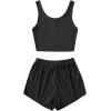 imageSOLY HUX Womens Button Front Ribbed Knit Tank Top and Shorts Pajama Set Sleepwear Lounge SetsPlain Black