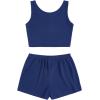 imageSOLY HUX Womens Button Front Ribbed Knit Tank Top and Shorts Pajama Set Sleepwear Lounge SetsPlain Dark Blue