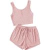 imageSOLY HUX Womens Button Front Ribbed Knit Tank Top and Shorts Pajama Set Sleepwear Lounge SetsPlain Light Pink