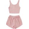 imageSOLY HUX Womens Button Front Ribbed Knit Tank Top and Shorts Pajama Set Sleepwear Lounge SetsPlain Light Pink