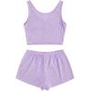 imageSOLY HUX Womens Button Front Ribbed Knit Tank Top and Shorts Pajama Set Sleepwear Lounge SetsPlain Lilac Purple