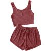 imageSOLY HUX Womens Button Front Ribbed Knit Tank Top and Shorts Pajama Set Sleepwear Lounge SetsPlain Red