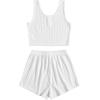 imageSOLY HUX Womens Button Front Ribbed Knit Tank Top and Shorts Pajama Set Sleepwear Lounge SetsPlain White