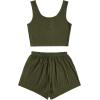 imageSOLY HUX Womens Button Front Ribbed Knit Tank Top and Shorts Pajama Set Sleepwear Lounge SetsPure Army Green