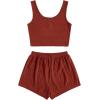 imageSOLY HUX Womens Button Front Ribbed Knit Tank Top and Shorts Pajama Set Sleepwear Lounge SetsPure Redwood