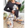 imageSOLY HUX Womens Cartoon Graphic Pajama Set Cute Cat Print Sleepwear Long Sleeve Tee Tops and Pants LoungewearBlack Cartoon